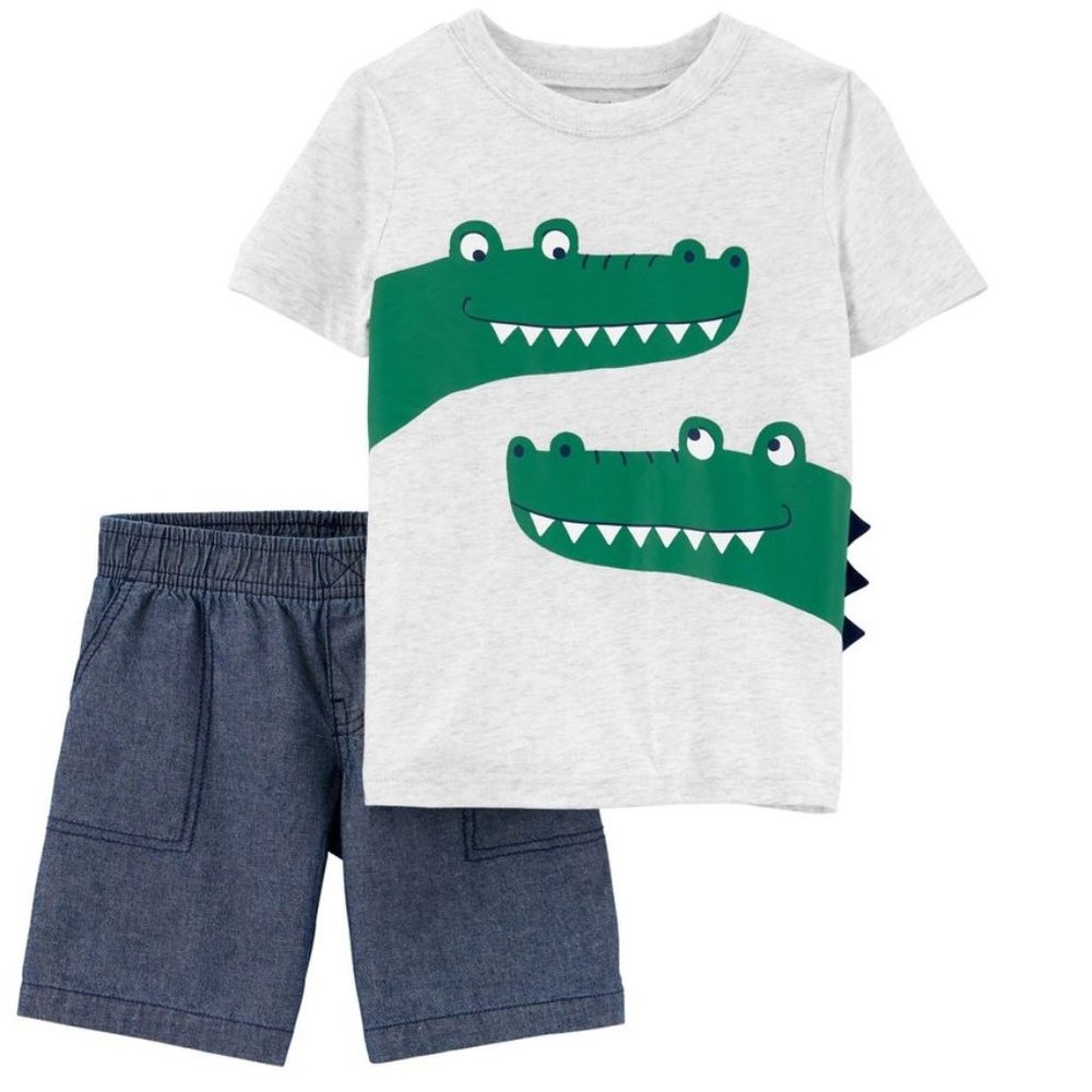 Baby Boys Carter's 2-Piece Alligator Tee Tshirt & Shorts Set Size 6 months NWT